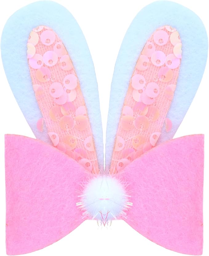 Needzo Easter Bunny Ears Hair Accessories, Pink and White Spring Items for Egg Hunts and Parties, One Size