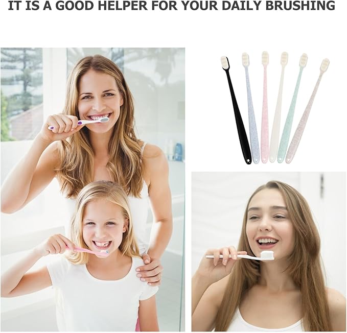 6pcs Soft Bristle Toothbrushes for Adults Extra Soft Manual Toothbrushes with Ergonomic Anti-Slip Handle Gentle Gums Deep Cleaning for Plaque and