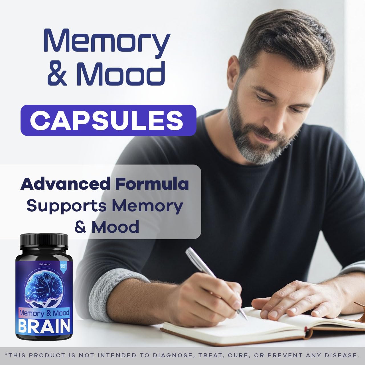 (3 Pack) Memory Mood and Brain Capsules - Official Daily Support Brain Health Supplement Pills Advanced Formula, Memory & Mood Brain & Memory Focus Reviews, 180 Capsules for 3 Months