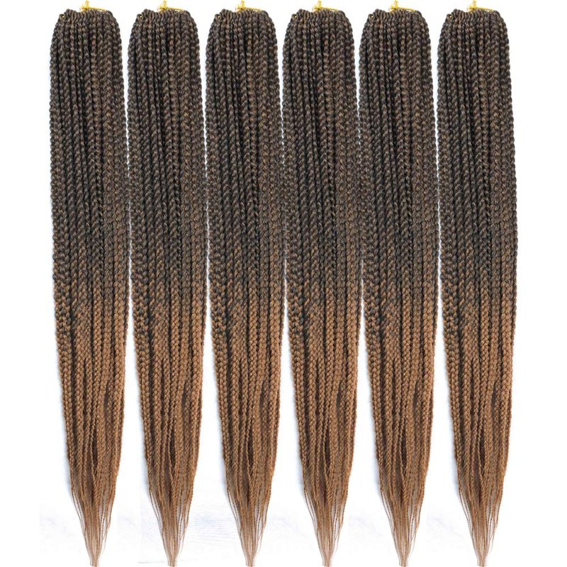 Mayloss 6 Packs/Lot (14/18/24/30) inch 1cm 20 Strands/Pack Thin 3X Box Braid Crochet Hair Extensionin Diameter 3X Synthetic Braid Hair Extensions Crochet Braids Hair Color(30Inch T1B/27)