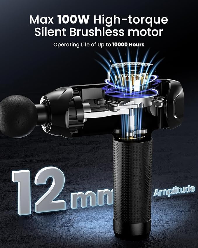 RENPHO Massage Gun Deep Tissue, Percussion Muscle Massage Gun for Athletes, Powerful Portable Electric Handheld Massager Gun with Charging Stand, LED Touch Display (Power+ THERMACOOL Deluxe)
