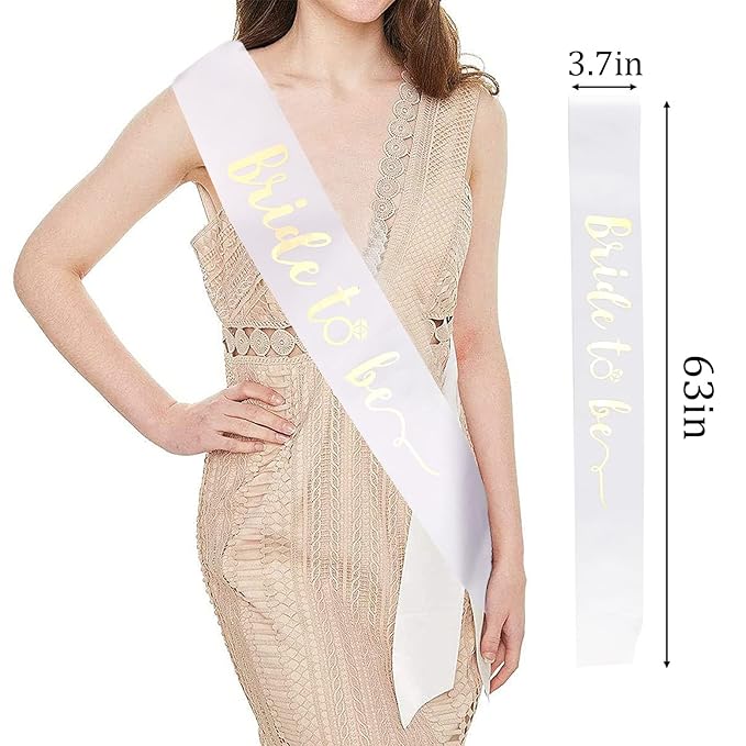 CIEHER 3 Pack Bachelorette Party Decorations - Crystal Crown, Bride To Be Sash & Wedding Veil for Bachelorette Party Favors Bridal Shower Gifts for Bride