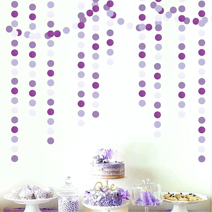 Purple-Lavender White Anniversary Party-Decoration Garland - 52Ft Women Girl Birthday Streamers Baby Bridal Shower Banner Wedding Engagement Bachelorette Graduation Lasting Surprise