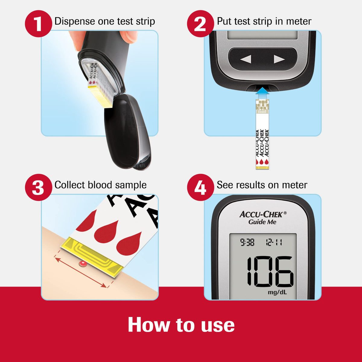 Accu-Chek Softclix Glucose Monitor Kit for Diabetic Blood Sugar Testing: Guide Me Meter, Softclix Lancing Device & 110 Lancets, 100 Guide Test Strips, and Control Solution (Packaging May Vary)