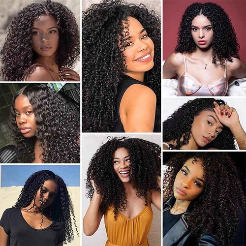 1B Natural Black Deep Wave Human Hair Bundles Unprocessed Brazilian Virgin 3 Bundles 26 28 30 Inch Black Deep Curly Bundle Human Hair Extensions 50 Gram Per Bundle