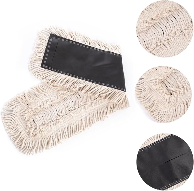 Matthew Cleaning 24'' High Strength Disposable Dust Mop Cotton Cut-end Yarn Mop Replacement Heads for Residential & Commercial Fit Standard Dust Mop Frames, Hardwood, Laminate, Concrete Floors 3Pack