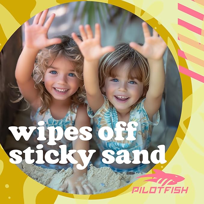 Pilotfish Beach Essentials Sand Remover Bag, Gentle Skin-Friendly Formula with 7 Natural Ingredients + Coconut Oil, Talc-Free Sand Removal Beach Accessories, Must Haves, Gifts for Women (2-Pack)