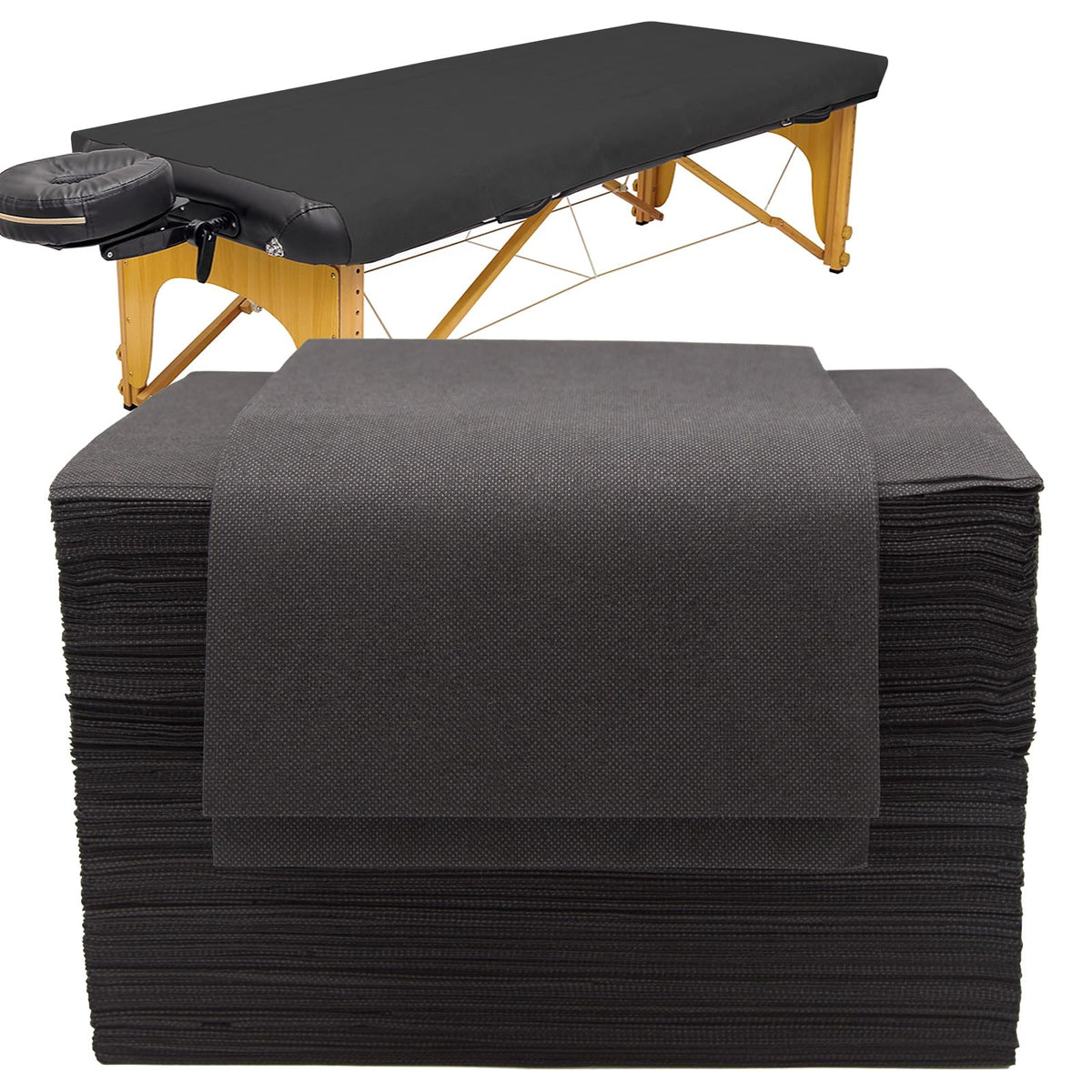 Eviqei 60 Pcs Disposable Fitted Massage Table Sheet Set - 30 Pcs Breathable Spa Bed Sheets and 30 Pcs Face Cradle Covers/Headrest Covers