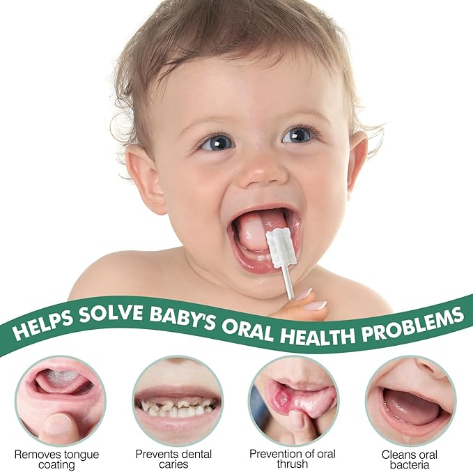 52Pcs Baby Tongue Cleaner, Disposable Baby Toothbrush Oral Cleaner, Infant Gum and Tooth Cleaning Stick for Newborns, Toddler Mouth Cleaner