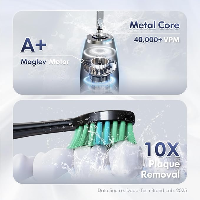 Electric Toothbrush for Adults Kids Electric Toothbrush Rechargeable Sonic Toothbrush Ultrasonic Toothbrush with Travel Case, Holder & 7 Brush Heads, 6 Modes & 3 Intensities, 2-Minute Timer (Black)