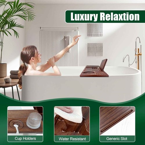 Graceware Walnut Bathtub Tray (31"x8"x1"), Luxury Bath Table Tray for Tub Ideal Bathroom Accessories for Women House Warming Gifts