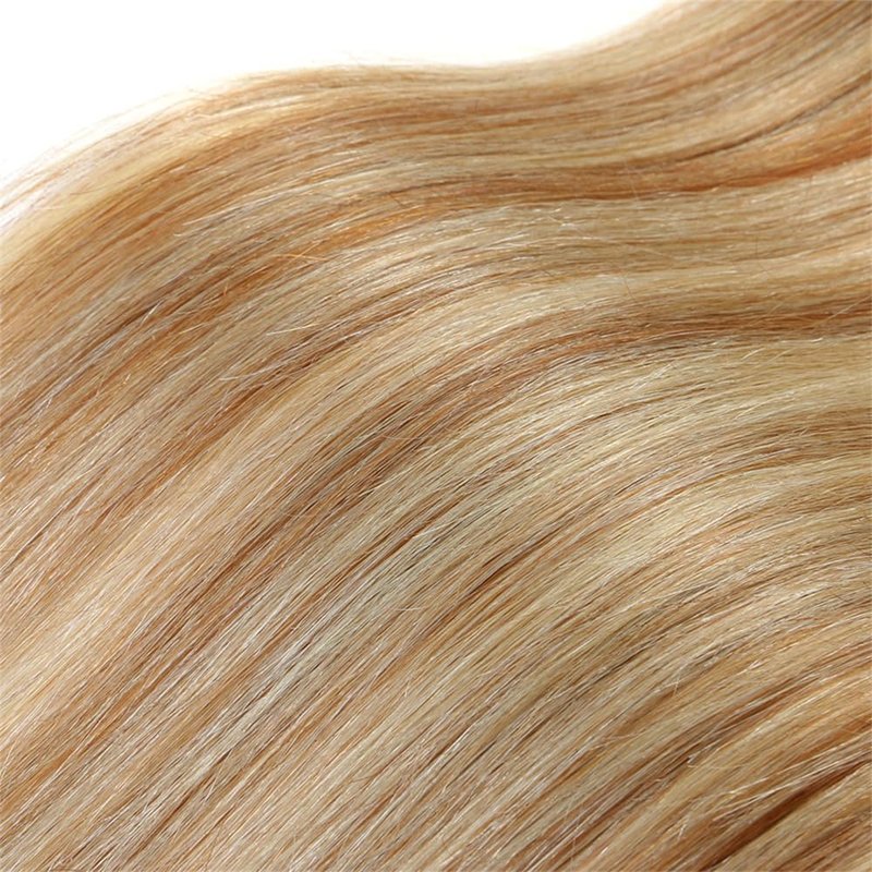 Blonde Human Hair Bundles P27/613 Straight Human Hair Bundles Brazilian Virgin Remy Hair Extensions Double Weft P27/613 Honey Blonde Straight Bundle 8 10 12 inch