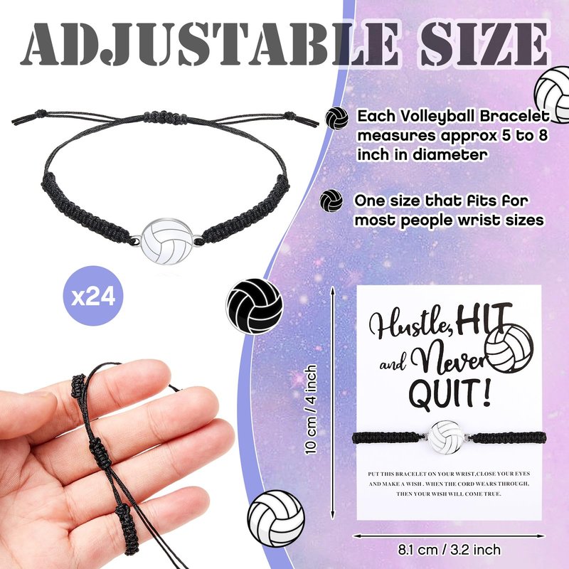 Yuxung 72 Pcs Volleyball Team Gifts for Women Volleyball Party Favors Sports Theme Party Supplies Goodie Bags Hair Scrunchies Adjustable Bracelet Pouches for Players Sports Lovers