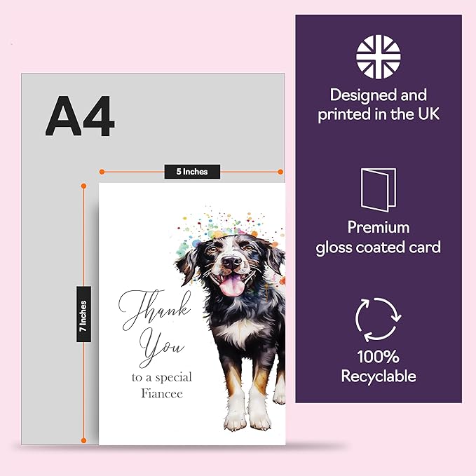Thank You Cards for Fiancee - Party Dog - Thankyou Cards for Fiancee from Fiance Boyfriend, Heartfelt Appreciation Card 5x7 Inch Thank You So Much Greeting Cards