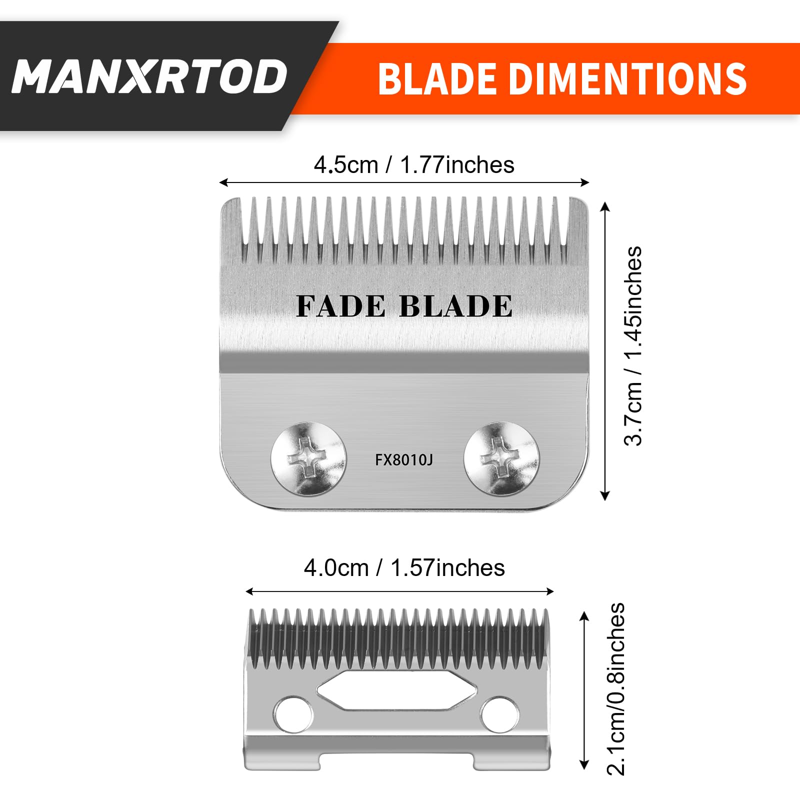 FX8010J Replacement Fade Clipper Blade Fits for BaBylissPRO FX870, FX890, FX825, FX673 Models, Stainless Steel Replacement Blade Compatible with Babyliss Clipper Blades, Silver