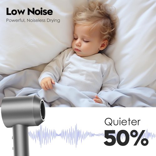 Oushome Professional Hair Dryer for Fast Drying with 150,000 RPM High-Speed Brushless Motor, 500 Million Negative Ionic, Lightweight and Low Noise, Ideal for Home, Travel, and Salon Use