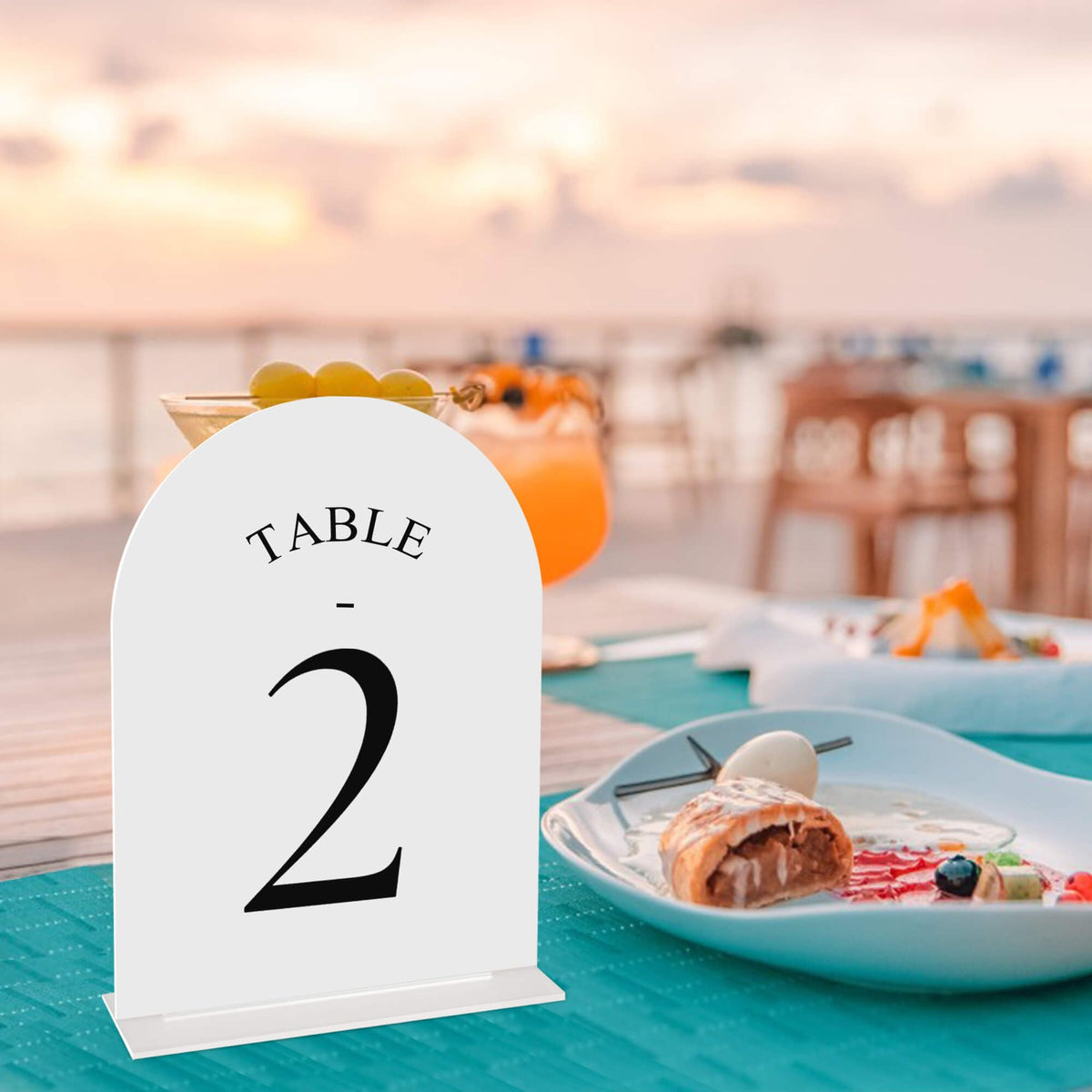 JOYIT Arch Wedding Table Numbers 1-50 with Stands – Double-Sided Printed 5" X 7" Acrylic Signs with White Background and Black Text, Perfect for Wedding Receptions, Parties, Anniversaries, and Events
