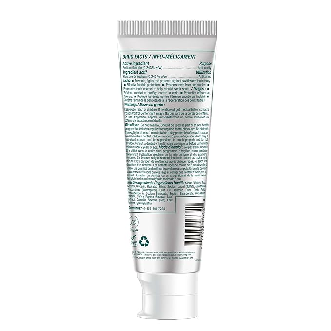 ATTITUDE Complete Care Toothpaste with Fluoride, Spearmint Flavor, Vegan & Cruelty-Free, Sugar-Free, Plant & Mineral-Based Ingredients, Clean Oral Care, 4.2 Oz