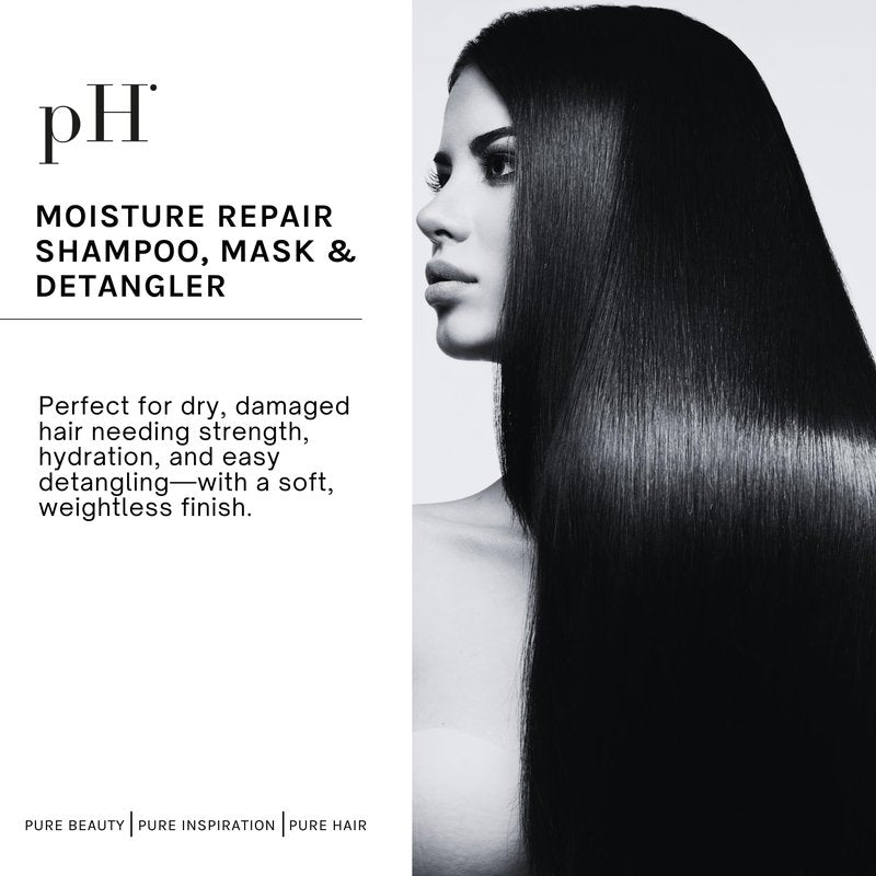 pH PURE HAIR Deep Moisture Set - Deep Moisture Shampoo (8.4 Oz) and Conditioner (8.4 Oz) Set with Extra Butter Hair Mask (6.7 Oz) for Damaged & Dry Hair - 3 Piece Kit