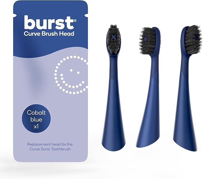 BURST Replacement Heads for Curve Sonic Electric Toothbrush (3 Pack/Cobalt Blue)