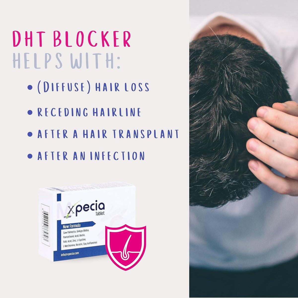 XPECIA FOR MEN ANTI HAIR LOSS DHT BLOCKER NEW HAIR GROWTH FORMULA 60 TABLETS