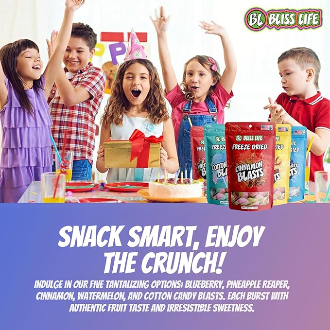 Bliss Life Cinnamon Blast Freeze Dried Candy from TikTok, ASMR Crunchy Candy, Spicy Sweet and Sour Kids Snacks, Unique Novelty Snack for Kids 1.5oz