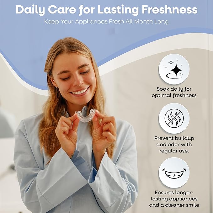 Dr. Taylor’s Retainer Cleaner Tablets 120 for Aligners & Dentures - Effectively Removes Stains, Plaque, and Odor - Mouth & Night Guards Cleaner with Refreshing Mint Flavor
