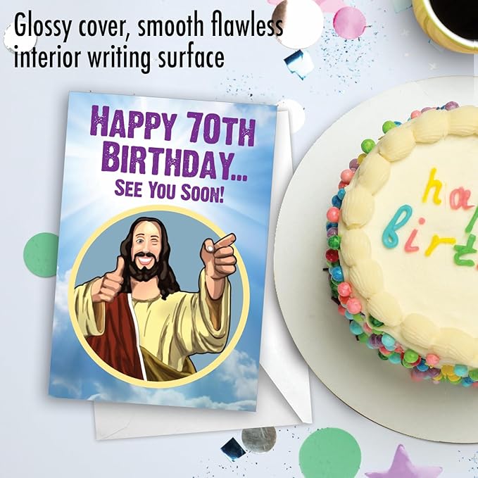 NobleWorks Humorous 70th Milestone Birthday Paper Card with 5 x 7 Inch Envelope (1 Card) See You Soon - 70 C10007MBG