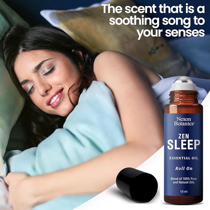 Zen Sleep Essential Oil Roll-On 10 ml - Calming Blend for Serenity & Deep Sleep - Easy-to-Use Roller Ball - Nexon Botanics