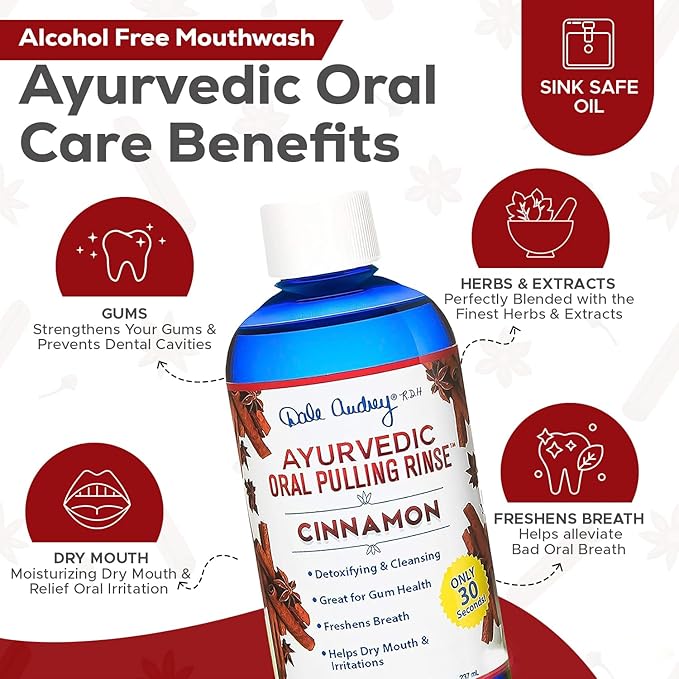 Oil Pulling for Teeth and Gums | Natural Oral Pulling Rinse Mouthwash | Cinnamon Flavor Mineralizing Tooth Paste for Whitening and Sensitive Teeth | Professional Flexible Metal Tongue Brush