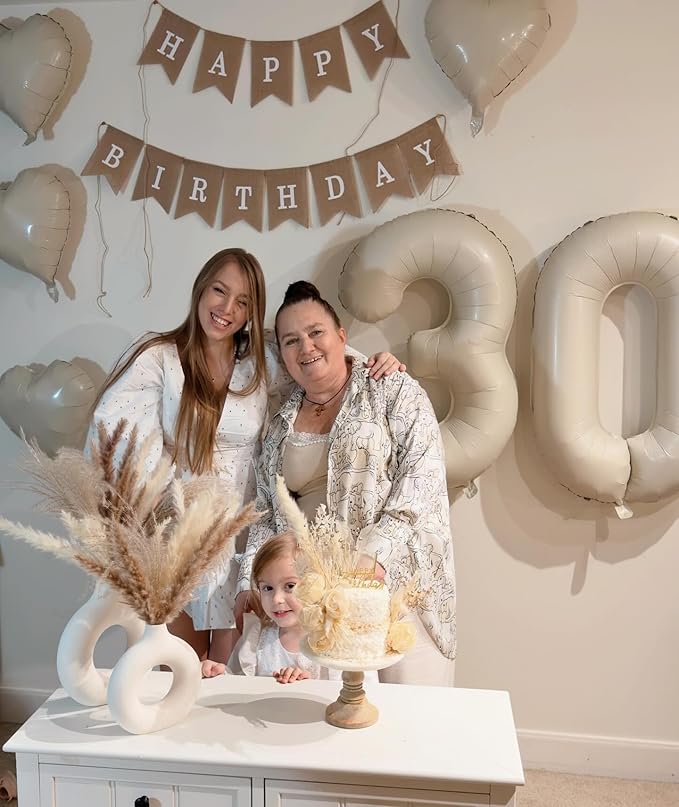 30 Balloon Number, Cream Number 30th Birthday Balloons 40 Inch, 30 Years Old Cream Birthday Decorations for Men Women, 30th Anniversary Decorations