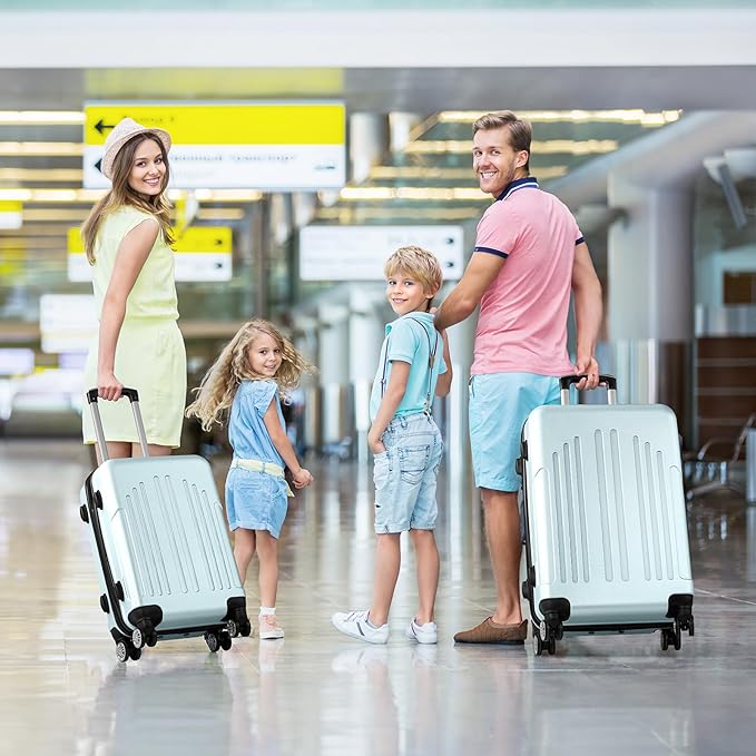 Karl home Luggage Sets 3 Piece, ABS Hardside Suitcase Set with Double Spinner Wheels & TSA Lock for Travel Business, 3-Piece Set (20/24/28), Mint Green