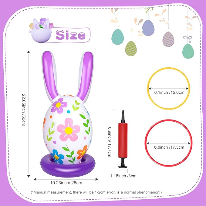 5 Pack Easter Inflatable Games for Kids,Inflatable Bunny Eggs Ring Toss Games,Easter Party Indoor Outdoor for Family