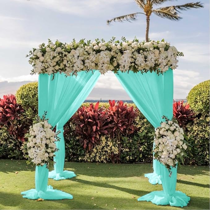 Wedding Arch Draping Fabric 30'' x 18FT Sheer Chiffon Arch Drape Backdrop 2 Panel Teal Drapes for Easter Bridal Shower Baby Shower Photo Booth Church Decor Birthday Party Outdoor Decoration