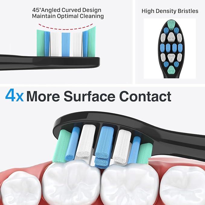 Electric Toothbrush Heads for Philips Sonicare Replacement Heads Black,Replacement Brush Head Compatible with Phillips Sonicare Electric Toothbrushes, for Philips Sonic Care Brush,6 Pcs,Black
