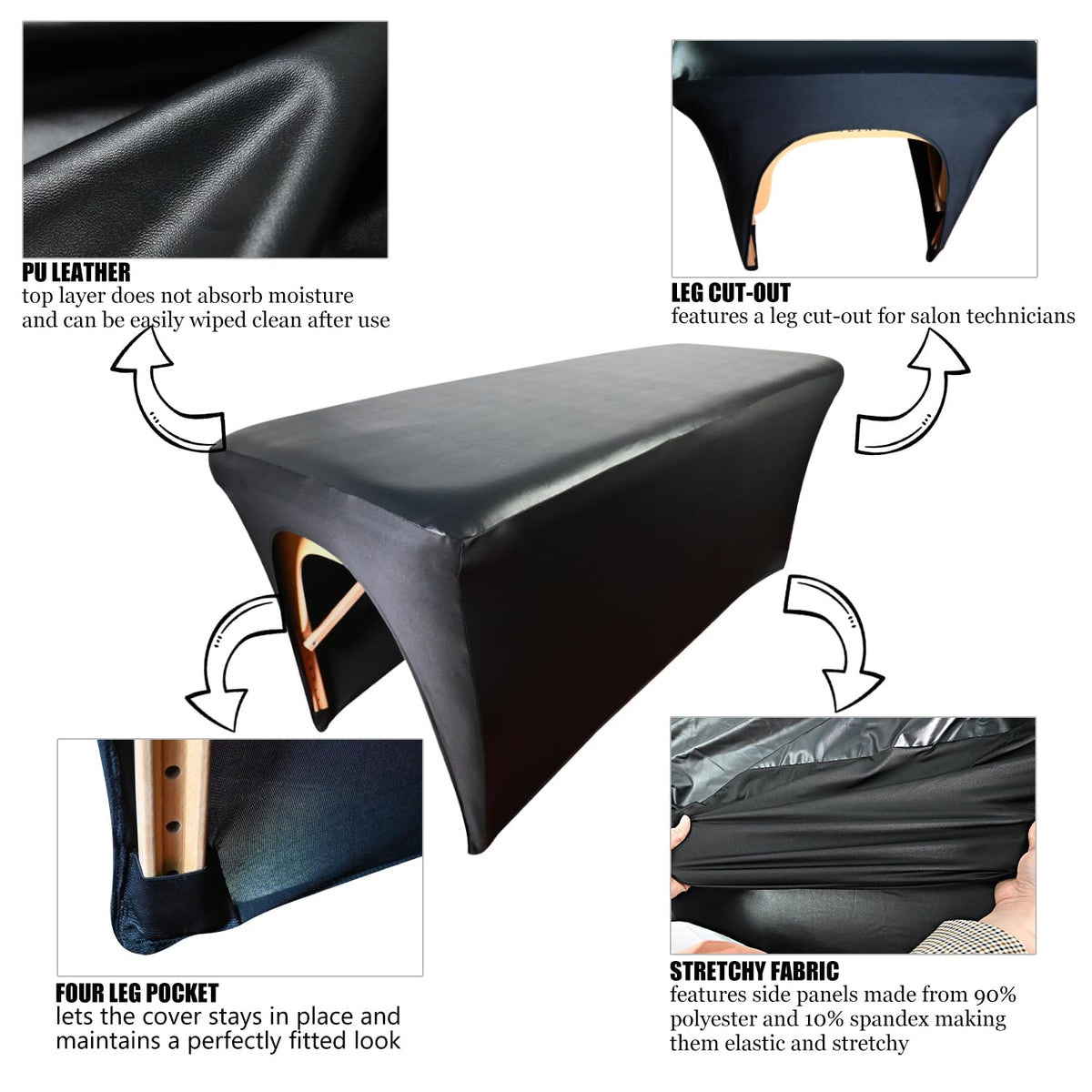 32" Wide PU Leather Lash Bed Cover, Waterproof Massage Table Protector