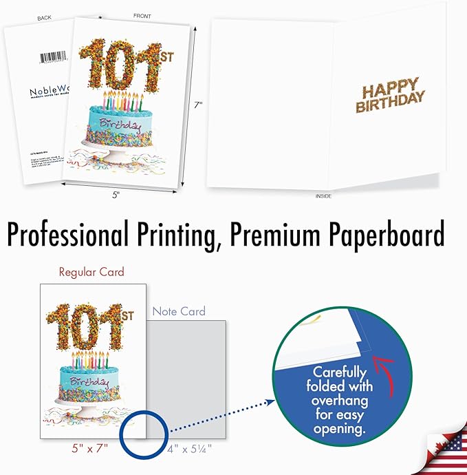 NobleWorks - Milestone Birthday Greeting Card with Envelope (4.63 x 6.75 Inch) - Big Day 101 C2764MBG