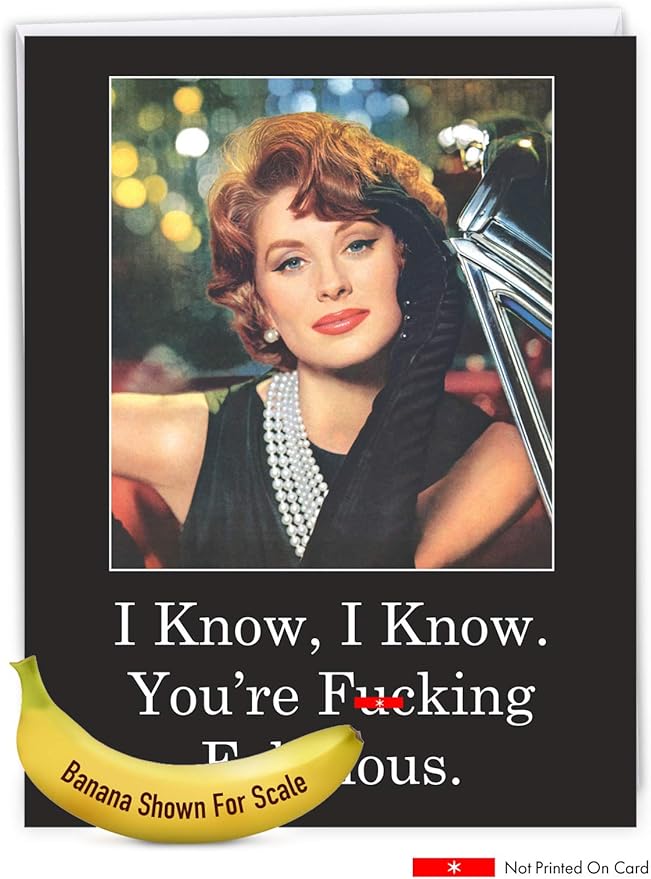 NobleWorks Jumbo Funny Birthday Paper Card 8.5 x 11 Inch with Envelope (1 Pack) Large Jumbo Bday F'ing Fab J0860