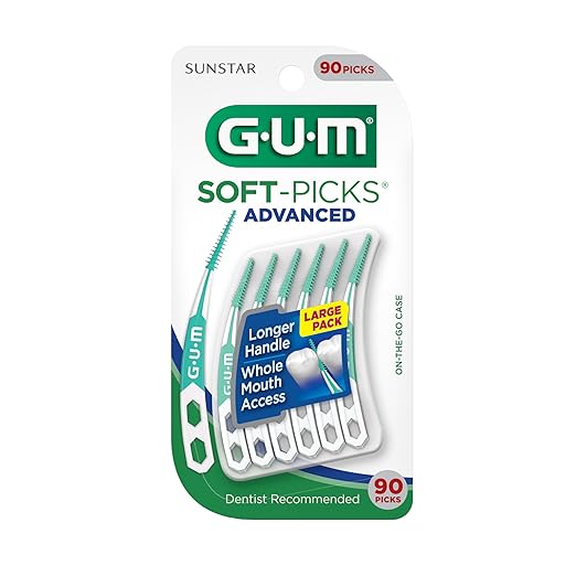 GUM Soft-Picks Advanced, Easy to Use Dental Picks for Teeth Cleaning Health, Disposable Interdental Brushes with Convenient Carry Case, Dentist Recommended Dental Picks, 90 Count