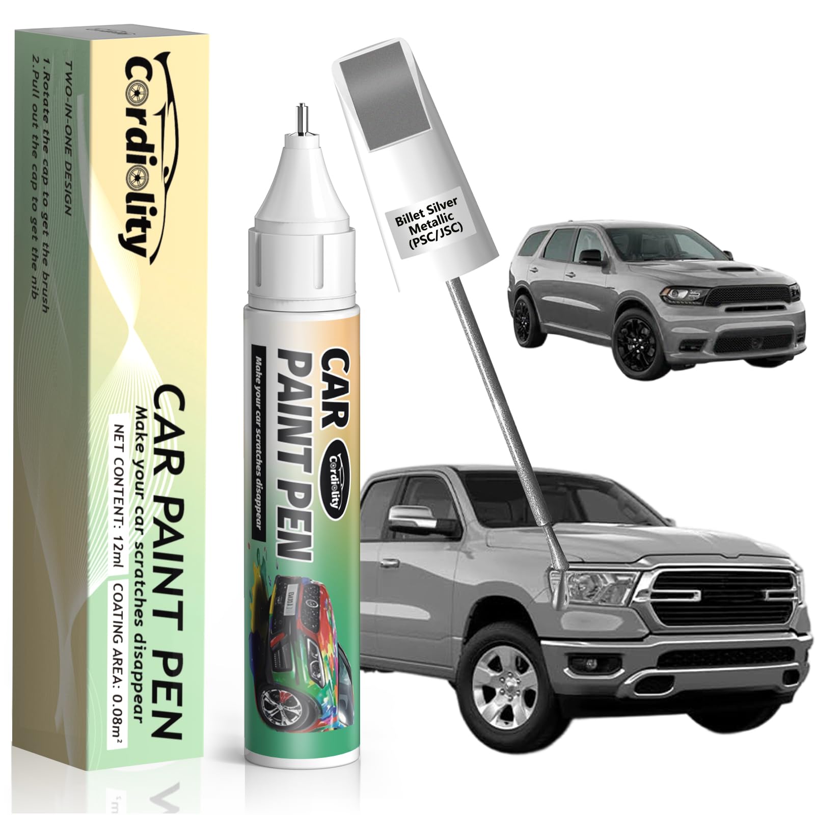 Billet Silver Metallic(Psc/Jsc) Touch Up Paint Pen For Ram,Car Paint Scratch Repair Pen Quick And Easy Fix Auto Paint Scratch