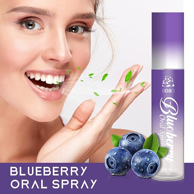 Oral Spray for Adults, Mouth Freshening Spray, Portable Peppermint Oral Freshener, Alcohol & Fluoride-Free Oral Care Mouth Spray, Travel, Dates, Office, Dry & Bad Breath,0.5fl.oz (Purple/Blue)