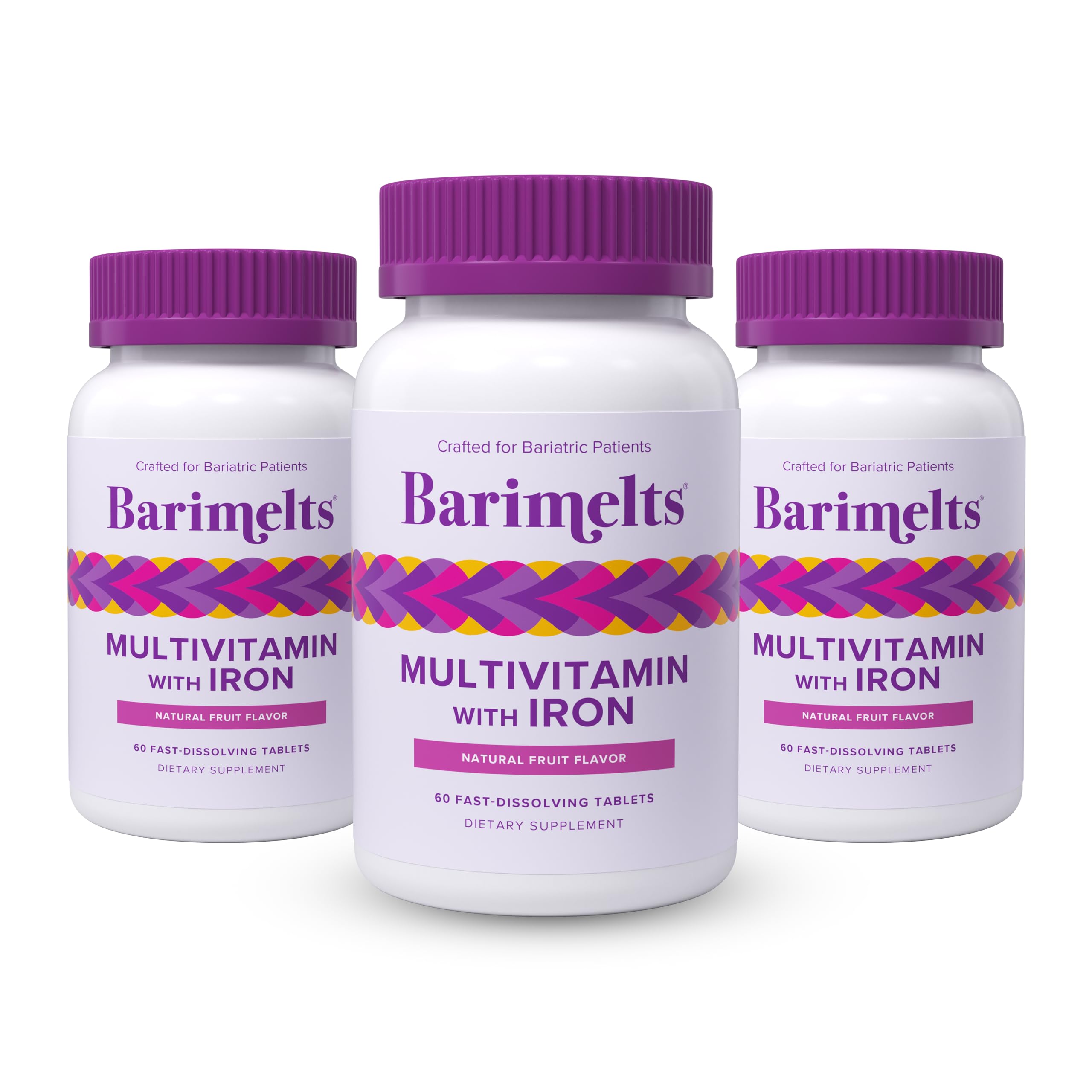 BariMelts Bariatric Multivitamin with Iron, 180 Fast-Dissolving Tablets (3-Month Supply), Sugar-Free Bariatric Vitamins for Women, Natural Fruit Flavor