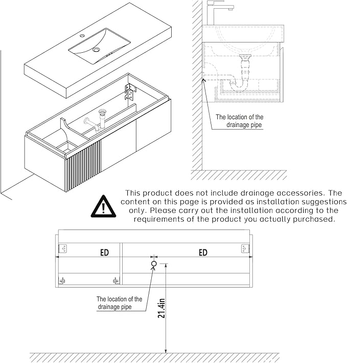 Bathroom Vanity with Sink 36 Inch, Floating Bathroom Vanity Sink Cabinet with Drawer and Door, Undermount Sink & Light Gray Sintered Stone Top, Pre-Assembled, Espresso