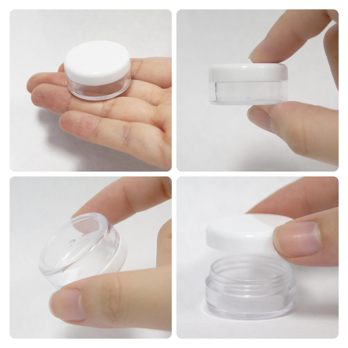 (Quantity: 200 Pieces) Beauticom 5G/5ML Round Clear Jars with White Lids for Lotion, Creams, Toners, Lip Balms, Makeup Samples