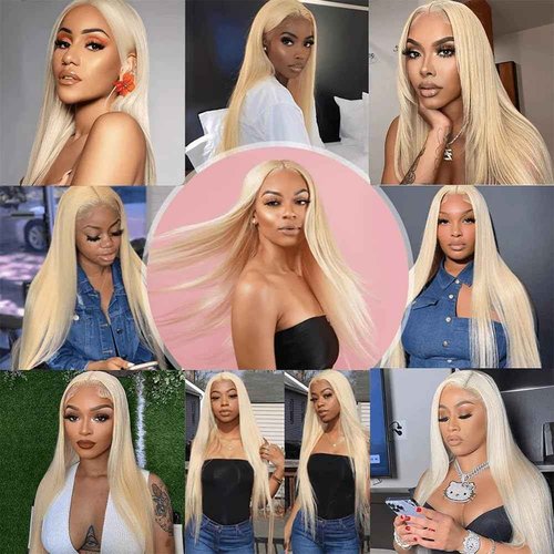 Fabimiya 16 18 20 Inch Bundles Human Hair Blonde 613# Straight Wave Human Hair Bundles Unprocessed Soft Sewn In Hair with Double Weft for Black Women