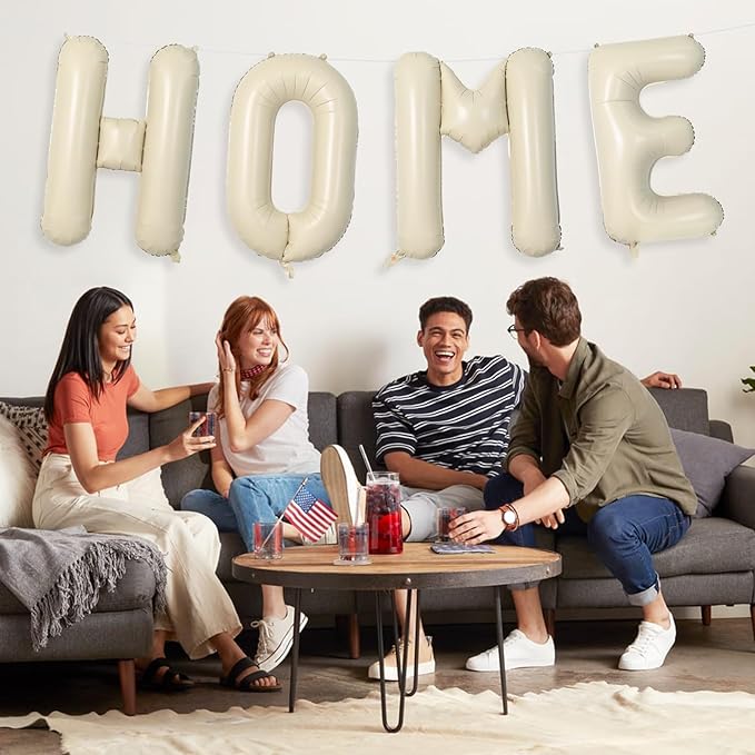 Cream HOME Balloons,40 Inch Welcome HOME Letter Balloon Beige for Housewarming Homecoming Party Decorations