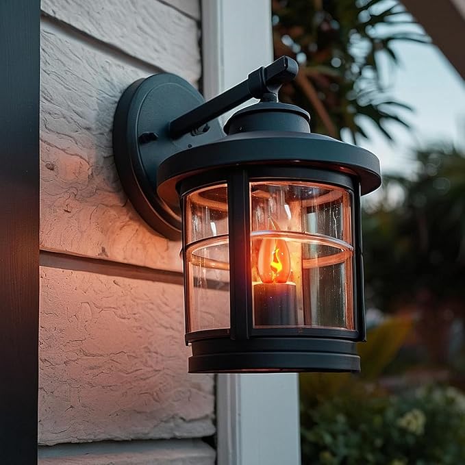 Hompavo E26 Upgraded Flame Light Bulbs, Flickering Fire Light Bulbs Flame Candle for Christmas Halloween Party Patio Porch Home Indoor & Outdoor Decor - 10 Pack
