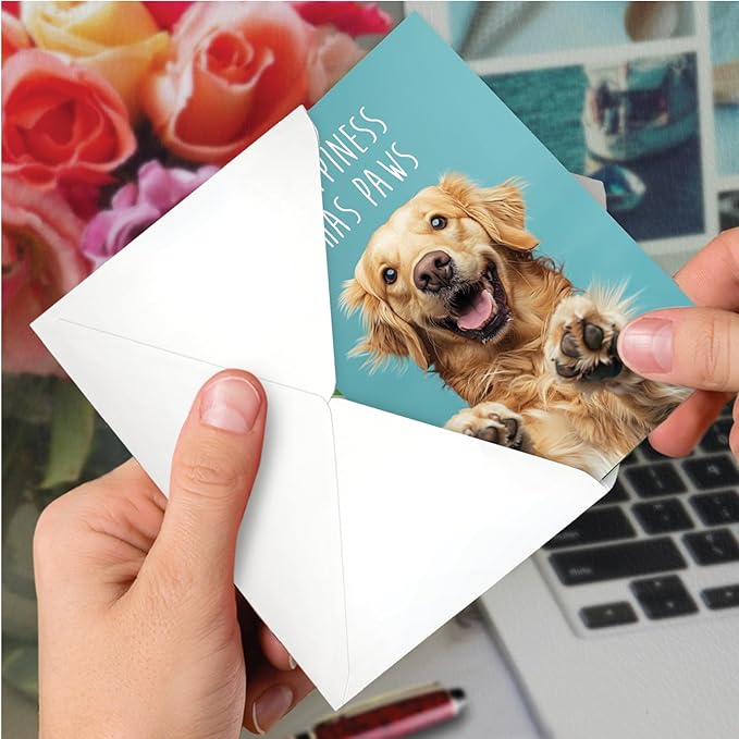 NobleWorks - 1 Birthday Greeting Card w/ 5 x 7 Inch Envelope For Men, Women - Bday Dog Sayings - Happiness C10695ABDG