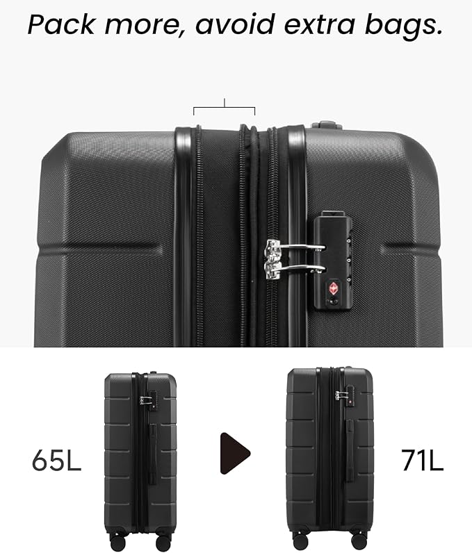 YOETEY 24 Inch Checked Luggage with Spinner Wheels, Expandable Hardside Medium Suitcase with 360° Spinner Wheels & TSA Lock, Durable ABS Travel Suitcase for 3-5 Day Trips (24 in, White)