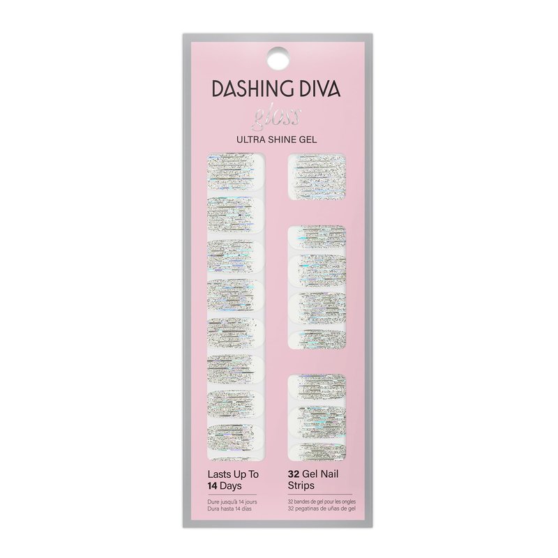 Dashing Diva Gloss Nail Strips - Going Platinum | UV Free, Chip Resistant, Long Lasting Gel Nail Stickers | Contains 32 Strips, 1 Prep Pad, 1 File